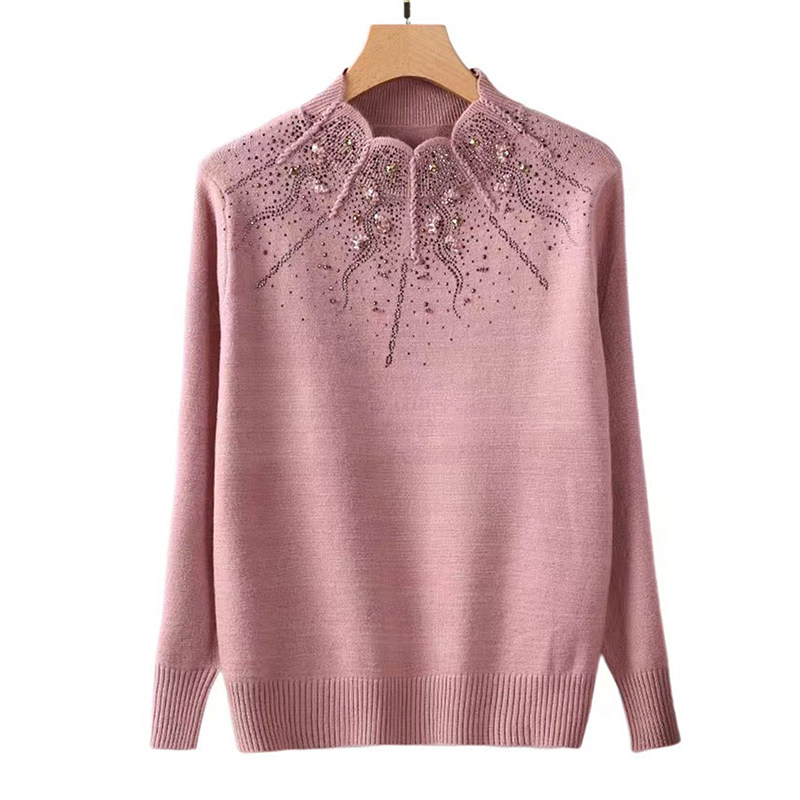 本命年妈妈装红色毛衣女秋冬装半高领打底衫中老年洋气大码羊毛衫,淘宝优惠券,粉丝福利购,淘宝优惠卷