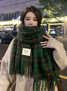 围巾女初中生围巾女秋冬保暖防寒百搭洋气围脖加厚加大韩版长款学
