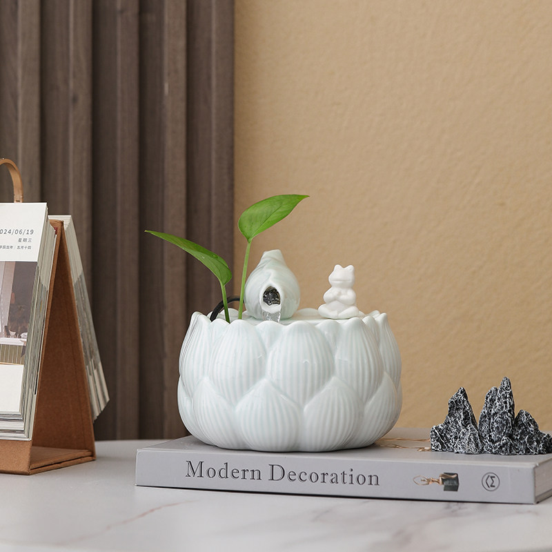 创意陶瓷鱼缸摆件循环水生财摆件办公室桌面装饰品客厅茶几小摆设,淘宝优惠券,粉丝福利购,淘宝优惠卷