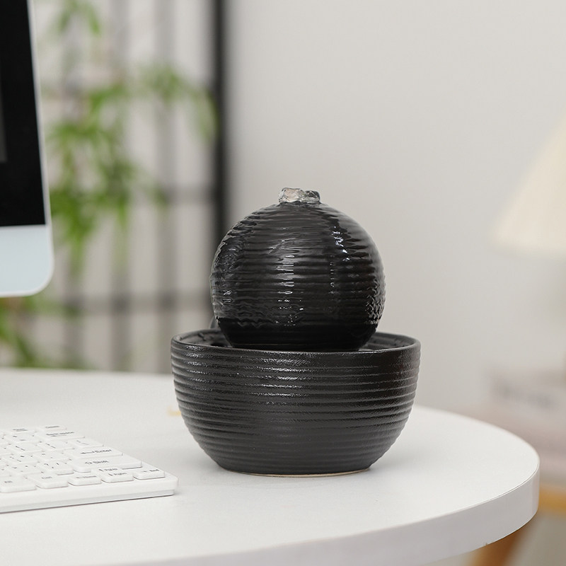 创意陶瓷流水摆件循环水招财客厅小型办公桌面装饰造景风水轮礼物,淘宝优惠券,粉丝福利购,淘宝优惠卷