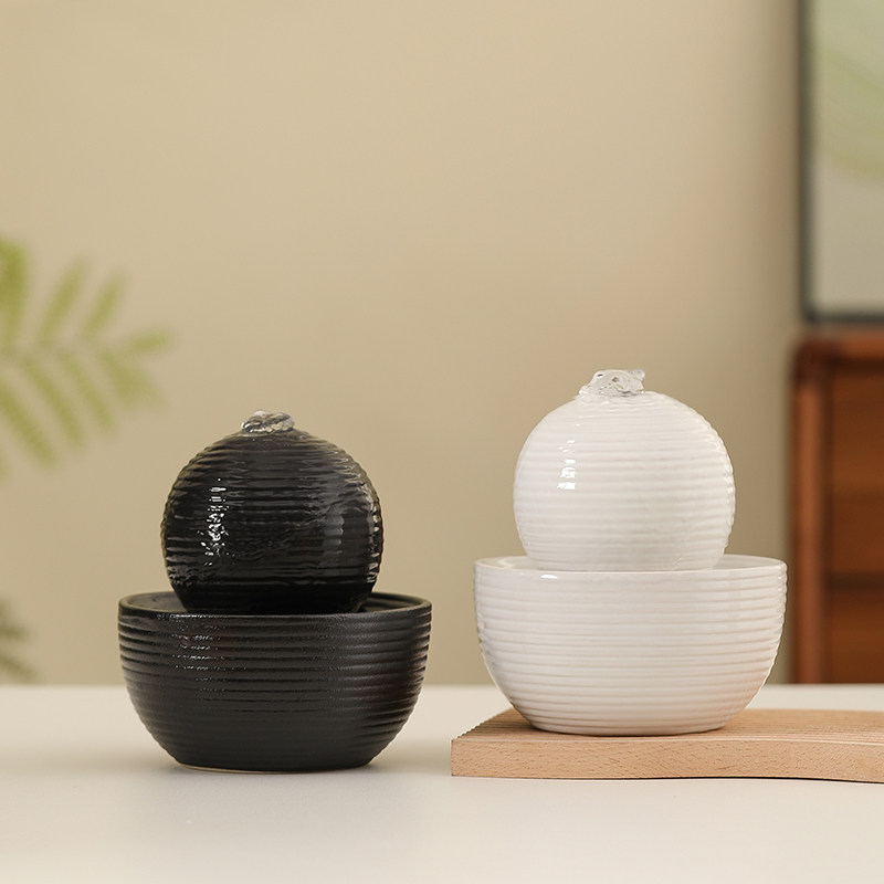 创意陶瓷流水摆件循环水招财客厅小型办公桌面装饰造景风水轮礼物,淘宝优惠券,粉丝福利购,淘宝优惠卷