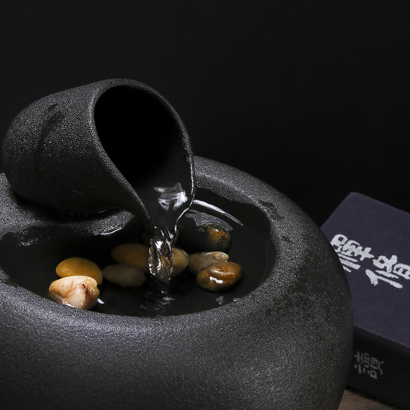 家居招财循环流水器陶瓷办公室客厅电视柜桌面简约喷泉装饰小摆件,淘宝优惠券,粉丝福利购,淘宝优惠卷