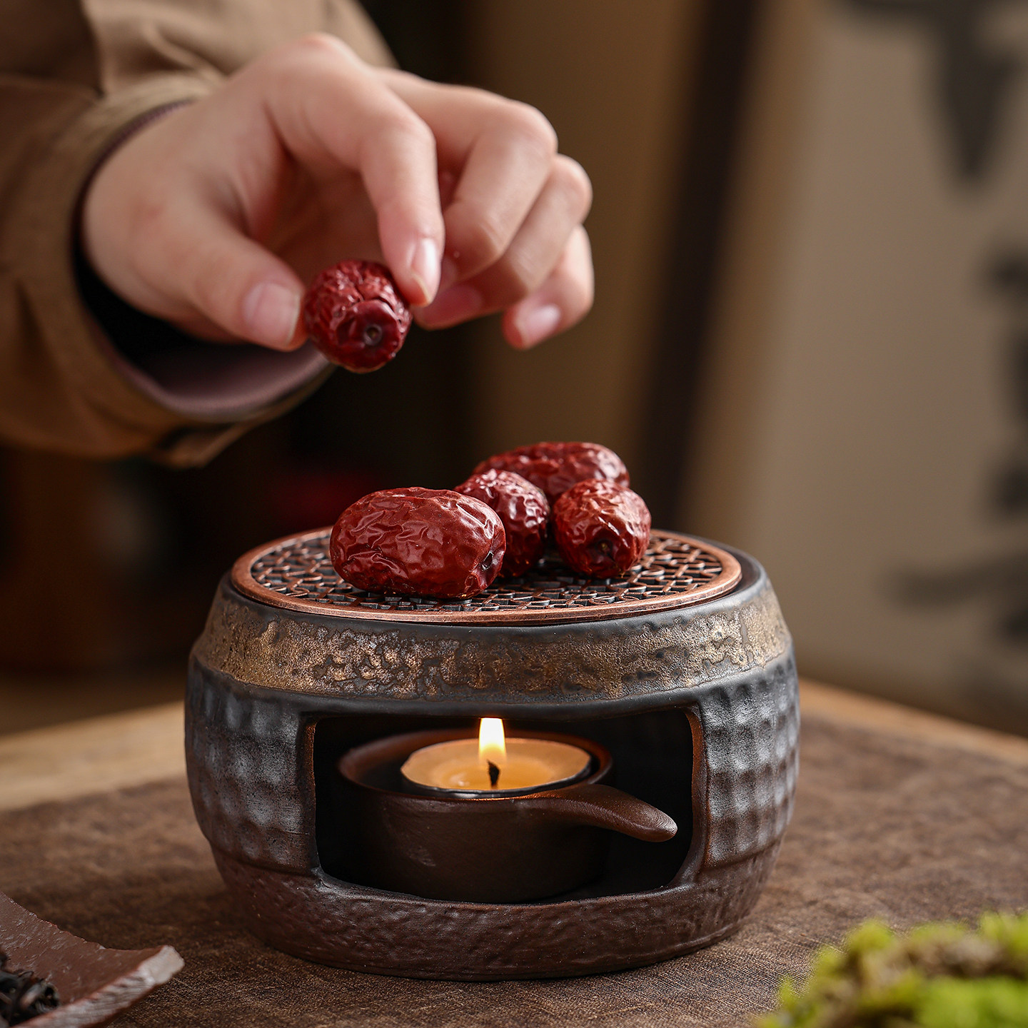 陶瓷粗陶围炉煮茶烤茶家用室温茶炉香薰炉蜡烛加热复古茶道熏香器,淘宝优惠券,粉丝福利购,淘宝优惠卷