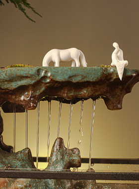 流水生财喷泉循环假山开业摆件