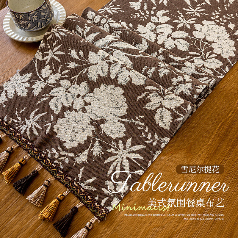 法式复古氛围感桌旗轻奢高级斗柜盖布美式长条盖巾新款桌布中古风,淘宝优惠券,粉丝福利购,淘宝优惠卷