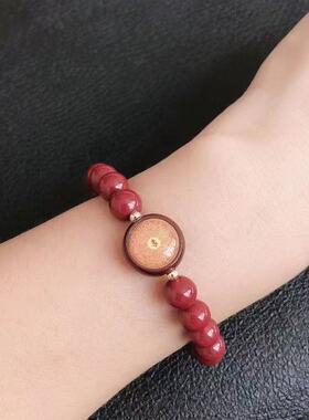 朱砂小圆满心咒手链楞严咒手串男女本命年静心紫金砂饰品礼物批发