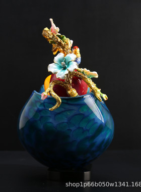 欧式水晶珐琅彩果盘家居摆件客厅水果篮家居摆件春节送人