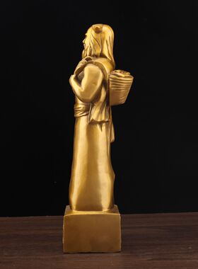 纯黄铜炎帝铜像神农氏炎帝人文始祖轩辕炎黄老祖家居客厅供奉摆件