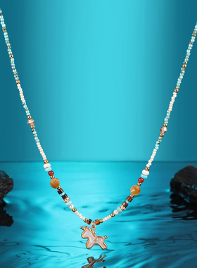 金色小马钛钢项链女毛衣链锁骨链