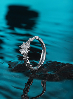 四叶草戒指女超闪锆石轻奢小众