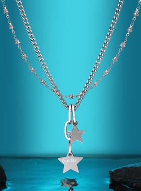 双层叠戴五角星星吊坠项链女配饰