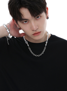 VOYAGE小众设计方型水晶珍珠项链