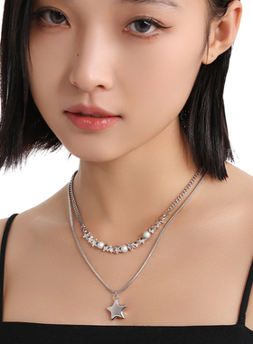 VOYAGE双层叠带星星吊坠项链女