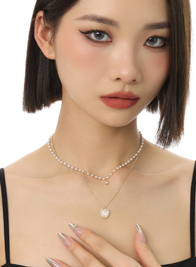VOYAGE双层叠戴爱心珍珠项链配饰