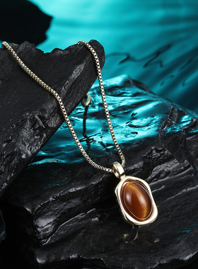 双层叠戴美拉德虎眼石吊坠项链女