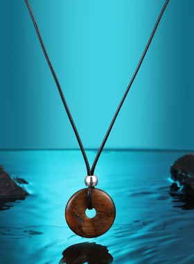 复古咖色系虎眼石长款项链毛衣链