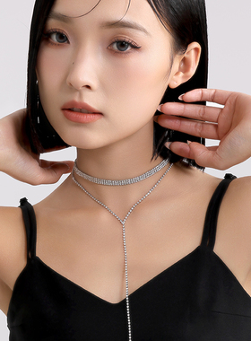 VOYAGE锆石流苏双层叠戴项链