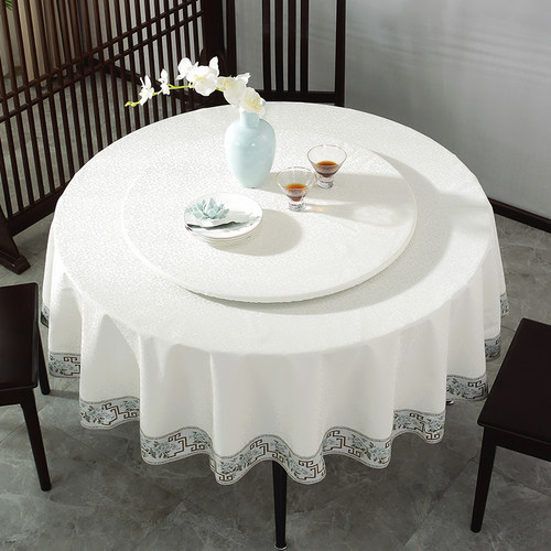 圆桌桌布免洗防油防水中式大圆餐桌布酒店圆形餐布台布轻奢高级感 - 图3