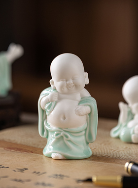 陶瓷可爱小弥勒笑佛禅意茶宠摆件
