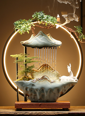 假山雨帘家居客厅喷泉流水摆件