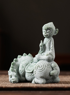 国潮中式禅意马上封猴摆件