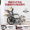 Folding wheelchair for the elderly with full reclining seat and commode