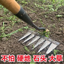 Six Teeth Hoe Weeding Harrowing Harrow Reinforcement Bilayer Welding Agricultural Landscaped Manganese Steel Serrated Hoe Grass Rake Grass Pine Earth God