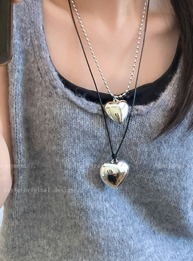 网红fever同款银色爱心项链女2025新款爆款简约冷淡风卫衣链配饰
