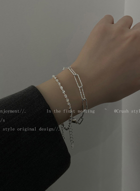 轻奢波光粼粼设计精致银色手链