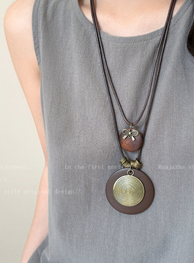 新中式禅意羽毛吊坠项链