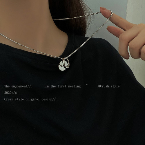王一博同款戒指t恤项链女款卫衣链配饰件男生钛钢小众个性毛衣链 - 图1
