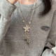 Recommended by the owner! Vintage silver star tassel necklace