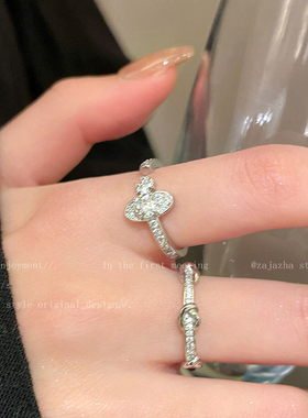 西太后星球锆石戒指女小众设计轻奢高级感食指戒开口时尚调节指环