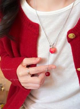 圣诞树苹果吊坠项链女款小众设计