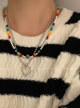 笑脸爱心项链女亚克力串珠