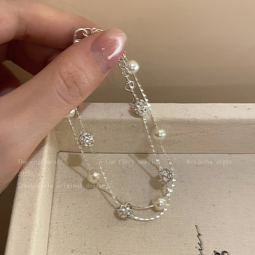 满天星双层锆石珍珠手链女轻奢小众设计精致手串叠戴巨好看的手饰 - 图0