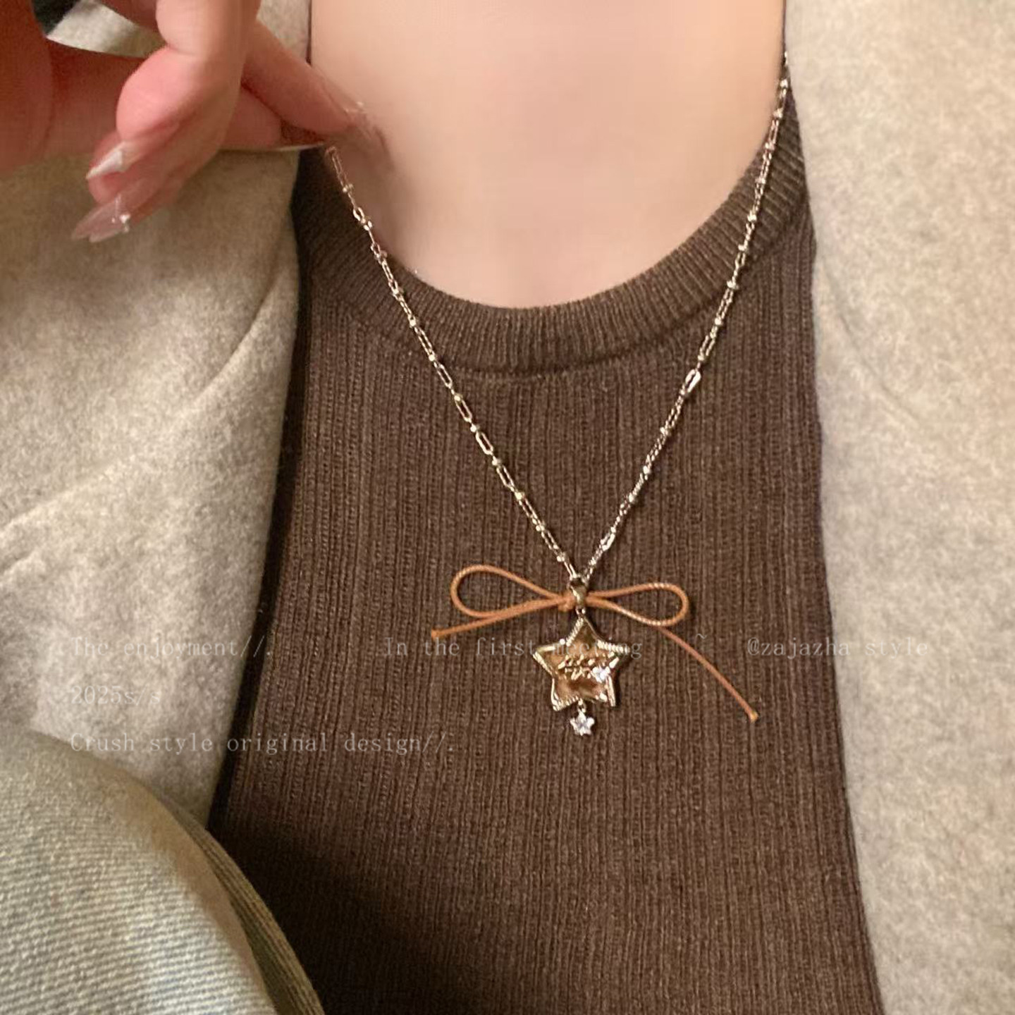 美拉德复古星星长款吊坠项链女款秋冬轻奢高级感叠戴毛衣链配饰品,淘宝优惠券,粉丝福利购,淘宝优惠卷