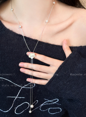 气质珍珠烟花项链女生长款