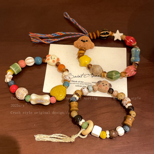 Double the cuteness ~ Cartoon fun ceramic bear bracelet