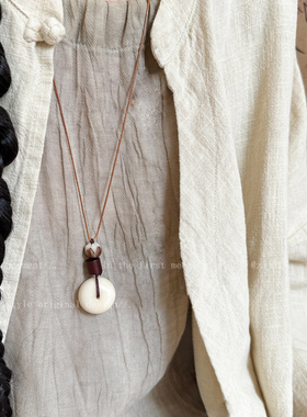 新中式复古禅意菩提平安扣项链女