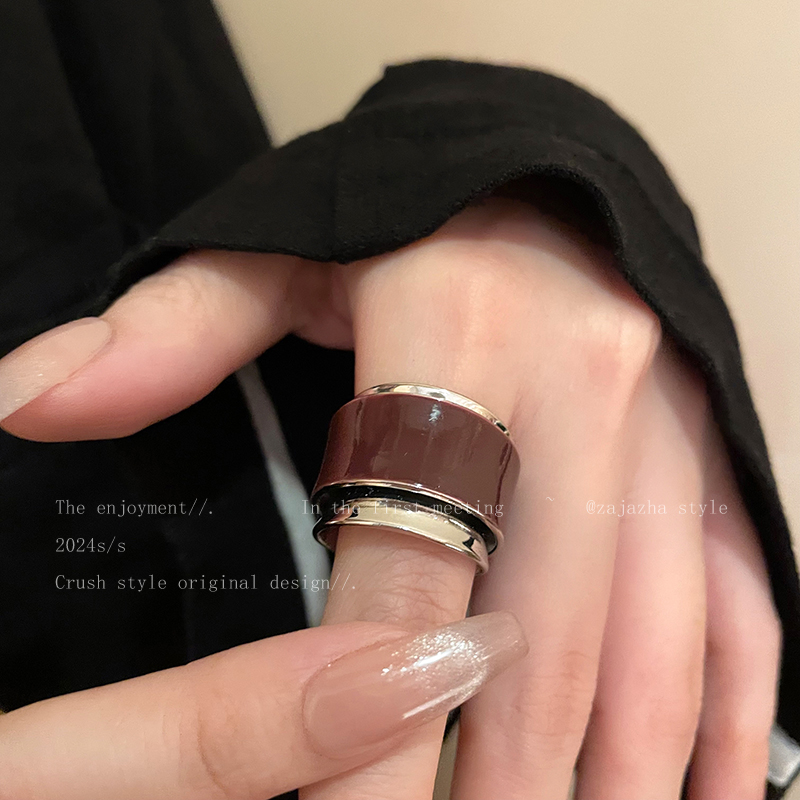 法式金色双层戒指女款小众设计复古食指戒秋冬轻奢高级感叠戴指环 - 图1