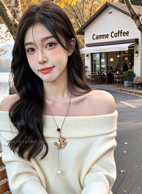 本命年小马吊坠项链女2026新款爆款新年毛衣链轻奢小众设计感配饰