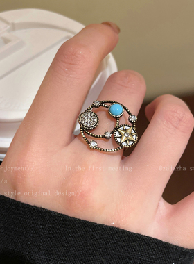 中古vintage珍珠蝴蝶结戒指秋冬