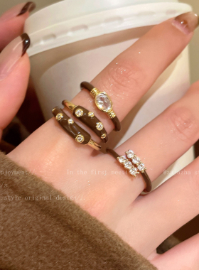 复古咖色戒指女小众设计