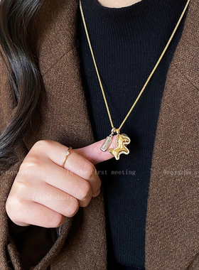 金属小马吊坠项链女款秋冬