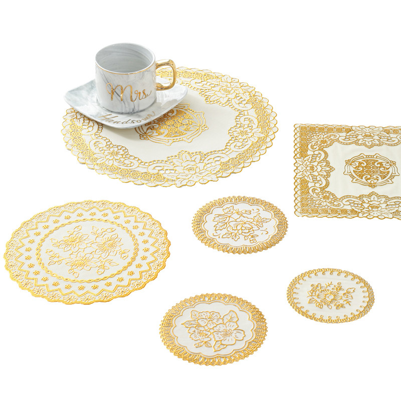 PVC欧式烫金杯垫酒吧烟灰缸垫圆形盘垫茶杯垫子布艺花瓶西餐垫,淘宝优惠券,粉丝福利购,淘宝优惠卷