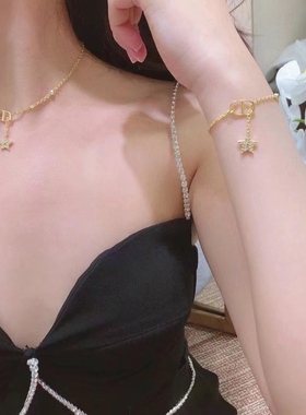 CD字母镶钻珍珠项链猪鼻子锁骨链