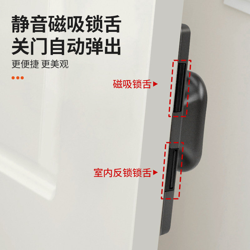 免开槽隐形门锁单面锁家用室内房门卧室门背景墙木门隐藏静音暗锁_虎窝淘
