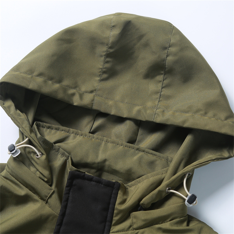 Jacket hooded windproof trend coat拼色夹克男连帽防风潮流外套 - 图1