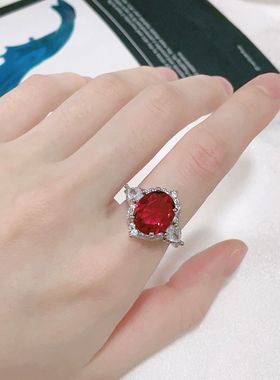 红宝石戒指轻奢高级感百搭开口戒